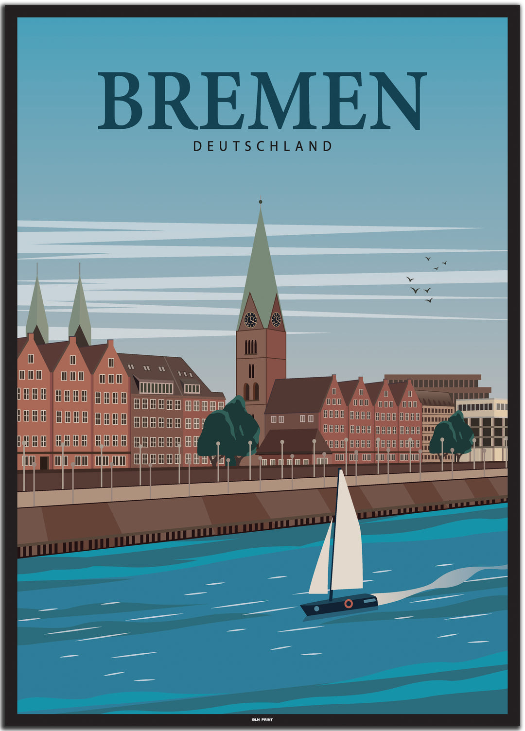 vintage bremen poster shop #50x70cm-schwarzer-farbrand