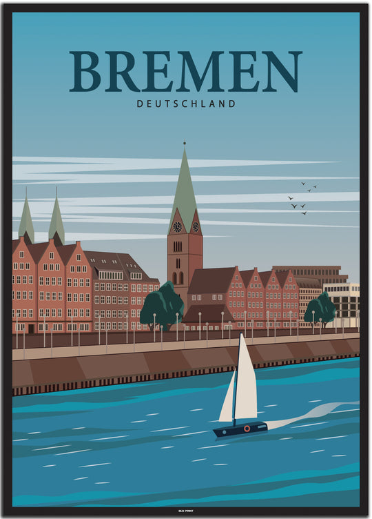 vintage bremen poster shop #50x70cm-schwarzer-farbrand