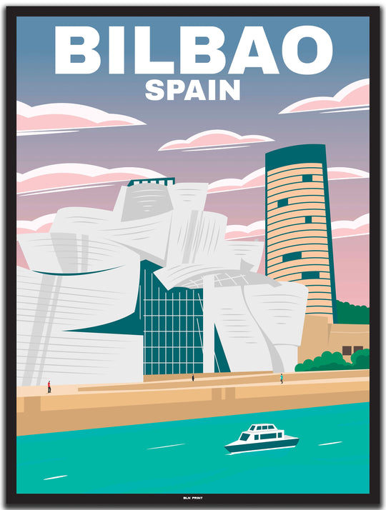 vintage travel poster bilbao #30x40cm-black-color-border