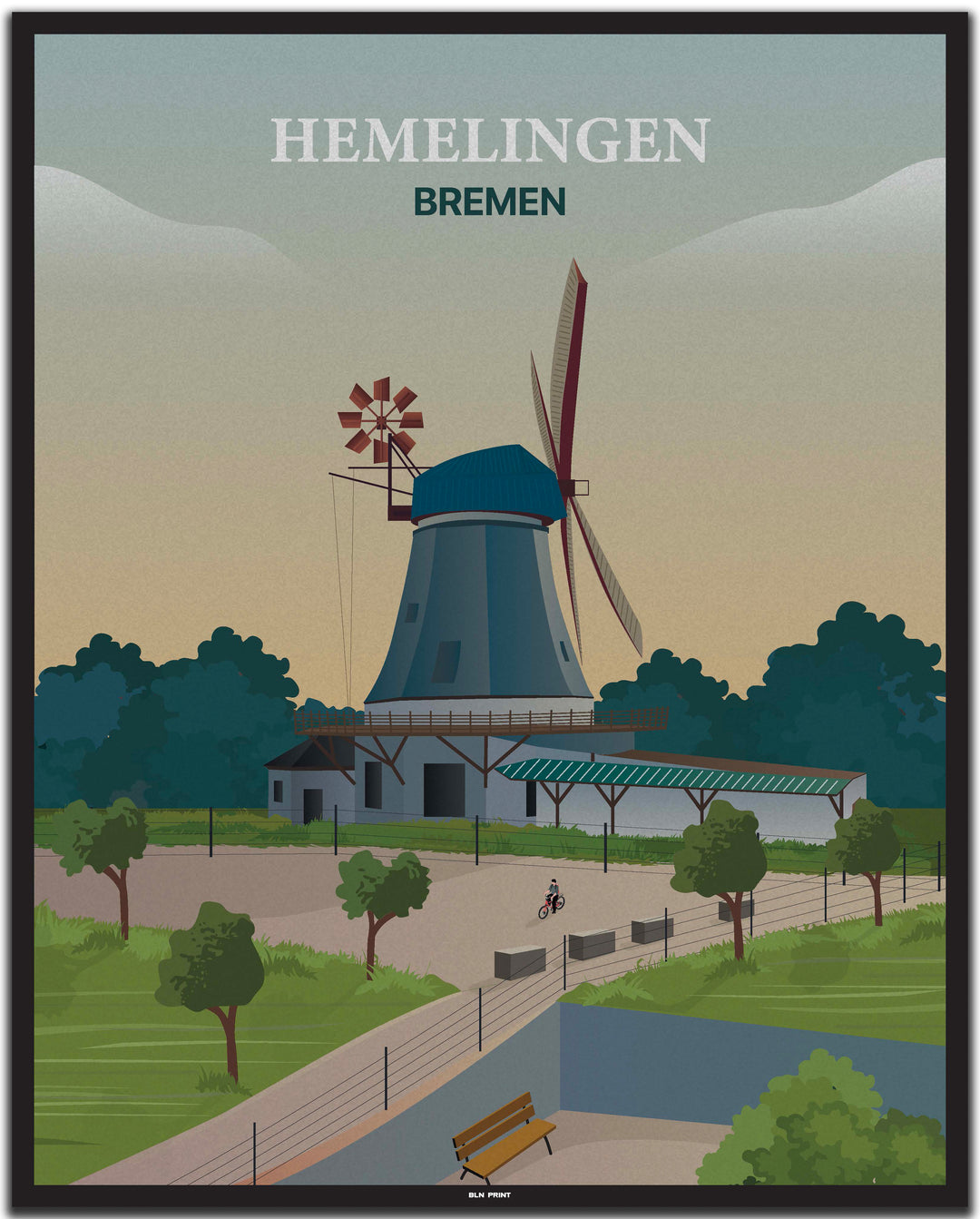 vintage bremen poster shop #40x50cm-schwarzer-farbrand