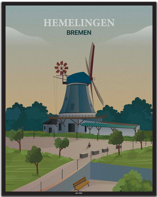 vintage bremen poster shop #40x50cm-schwarzer-farbrand