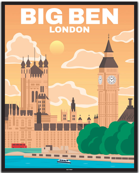 vintage travel poster london #40x50cm-black-color-border