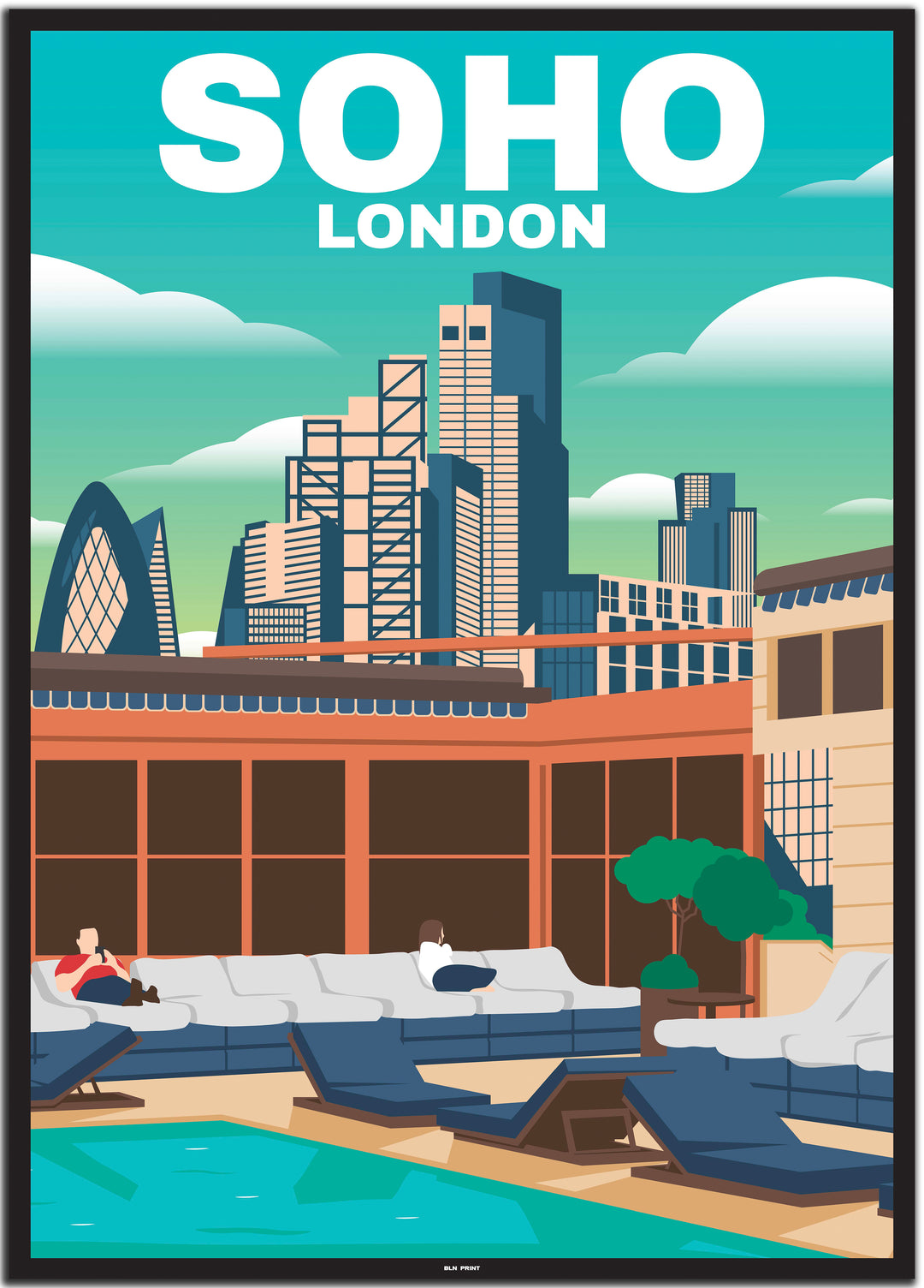 London Poster #50x70cm-black-color-border