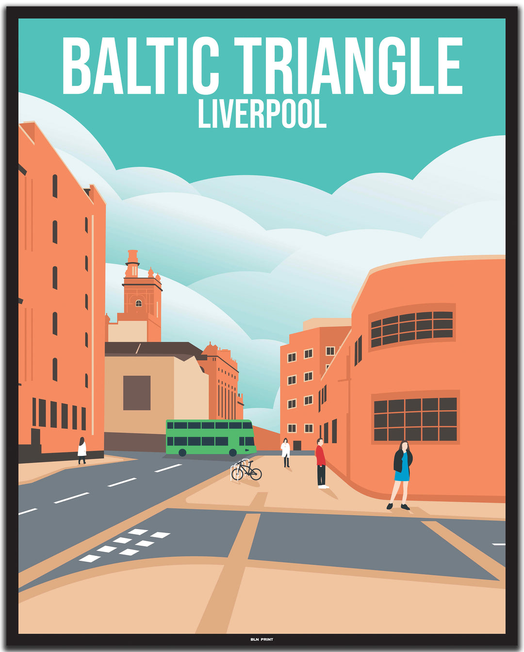 vintage travel poster liverpool #40x50cm-black-color-border