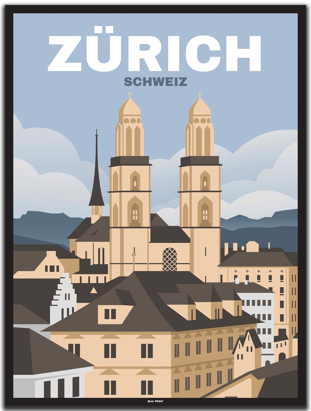 vintage Zürich poster shop #30x40cm-schwarzer-farbrand