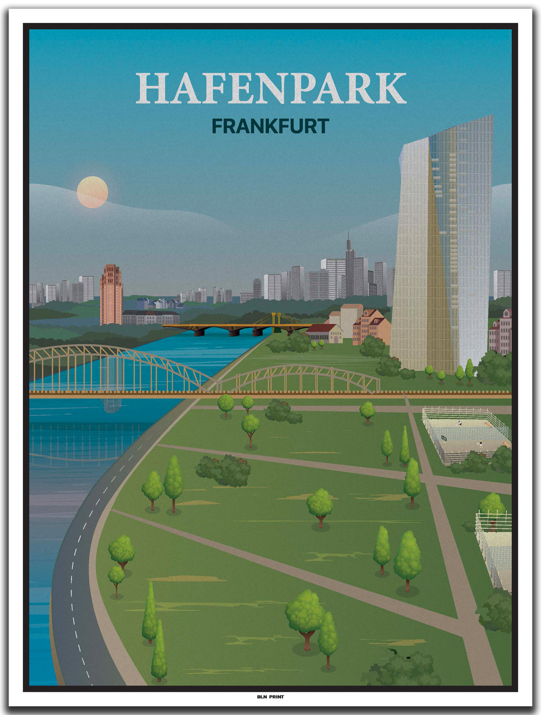 vintage kunstdruck poster Hafenpark Frankfurt #30x40cm-weier-farbrand