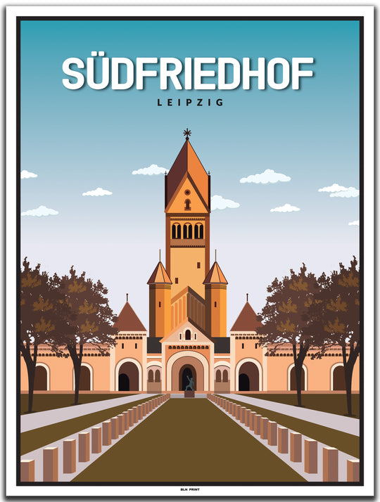 vintage kunstdruck poster Südfriedhof Leipzig #30x40cm-weier-farbrand