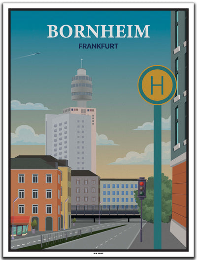 vintage kunstdruck poster Bornheim Frankfurt #30x40cm-weier-farbrand