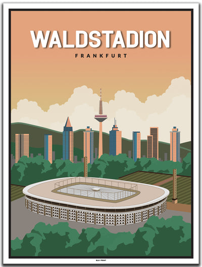 vintage kunstdruck poster Waldstadion Frankfurt #30x40cm-weier-farbrand