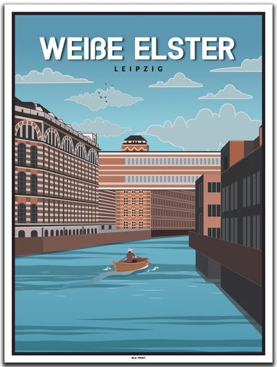 vintage kunstdruck poster Weiße Elster Leipzig #30x40cm-weier-farbrand
