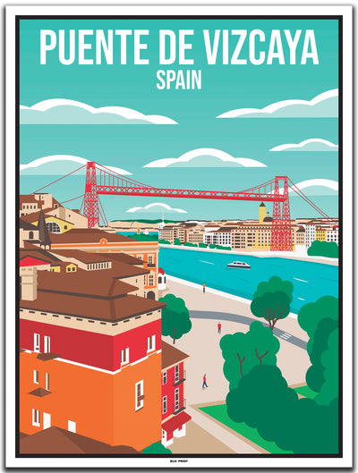 vintage kunstdruck travel poster Puente de Vizcaya Bilbao #30x40cm-weier-farbrand