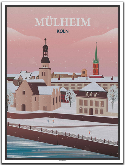 vintage kunstdruck poster Mülheim Köln #30x40cm-weier-farbrand
