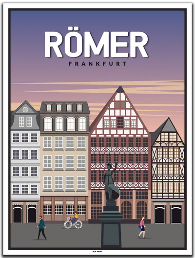 vintage kunstdruck poster Römer Frankfurt #30x40cm-weier-farbrand