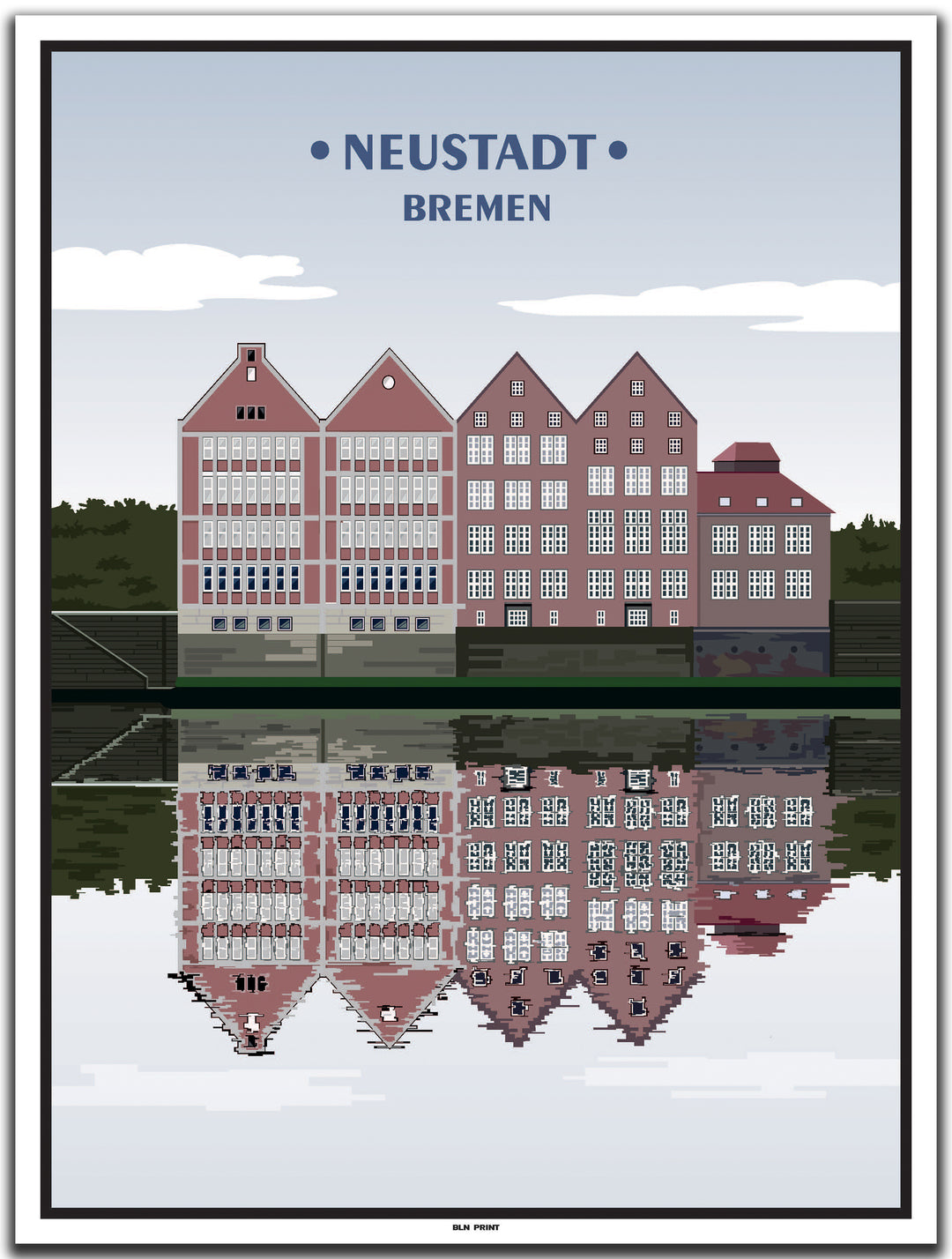 vintage kunstdruck poster Neustadt Bremen #30x40cm-weier-farbrand