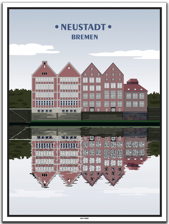 vintage kunstdruck poster Neustadt Bremen #30x40cm-weier-farbrand