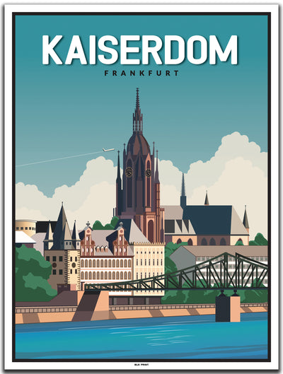 vintage kunstdruck poster Kaiserdom Frankfurt #30x40cm-weier-farbrand