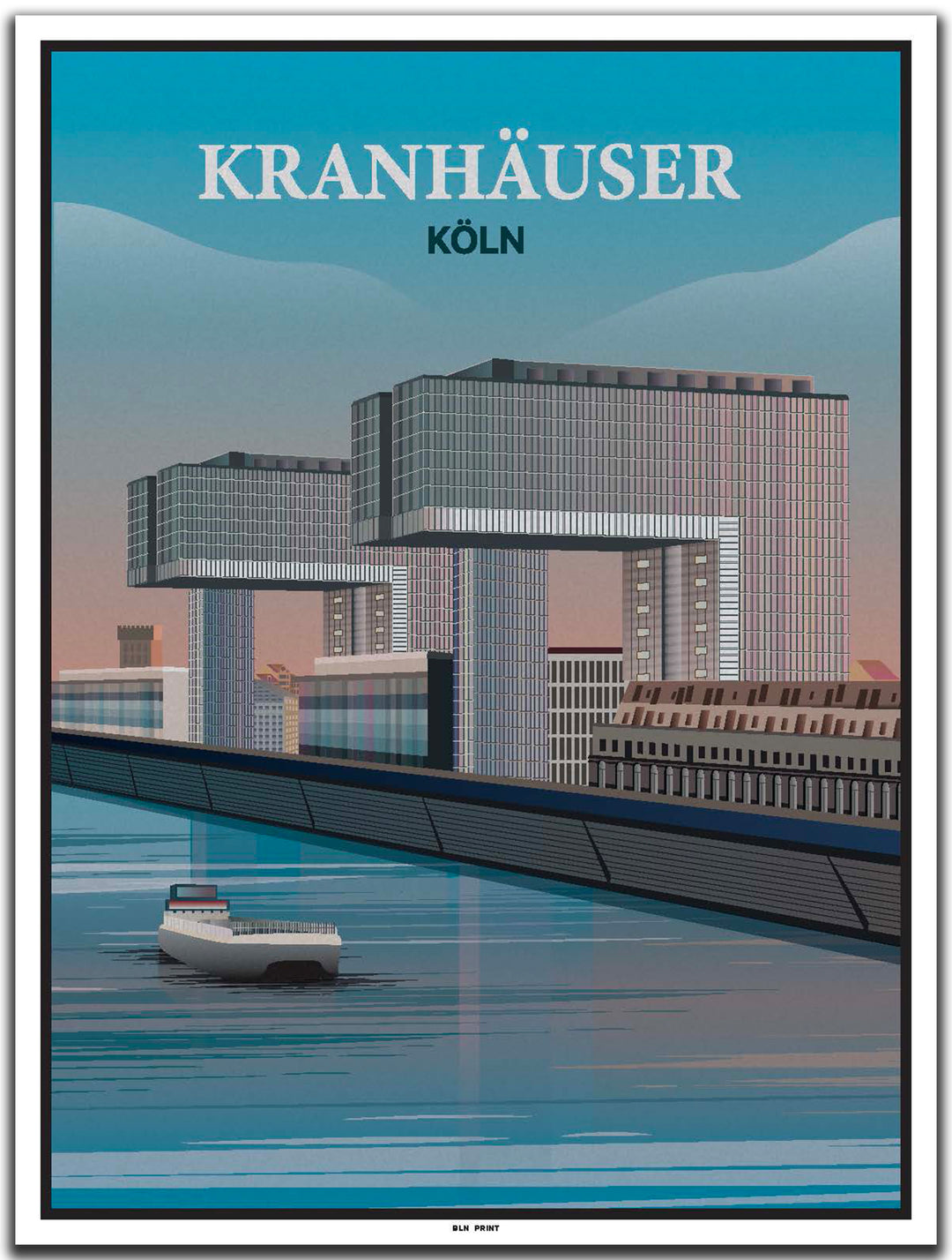 vintage kunstdruck poster Kranhäuser Köln #30x40cm-weier-farbrand