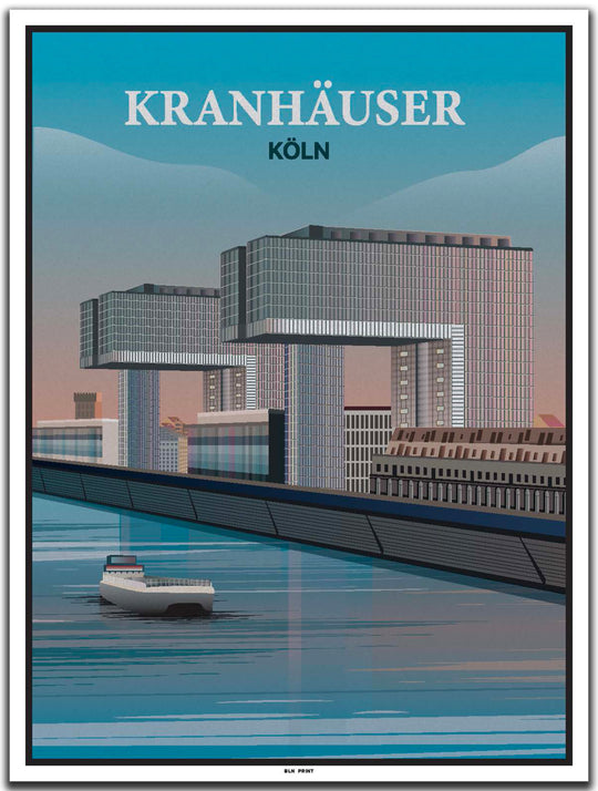 vintage kunstdruck poster Kranhäuser Köln #30x40cm-weier-farbrand