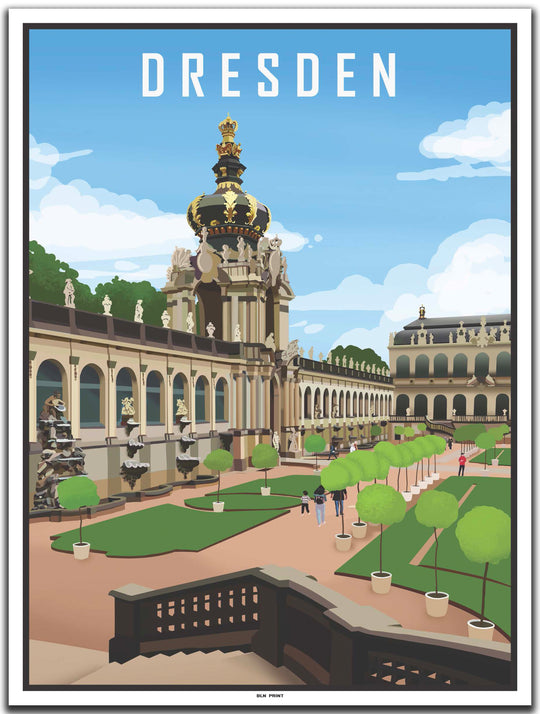 vintage kunstdruck poster Zwinger Dresden #30x40cm-weier-farbrand