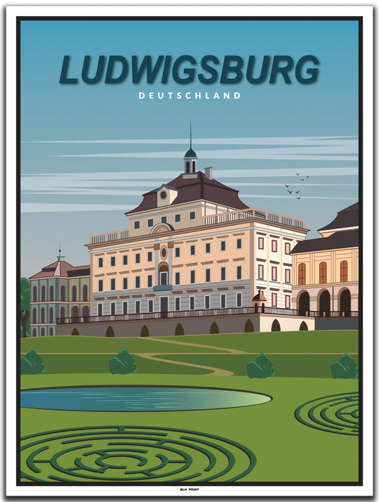 vintage kunstdruck poster stuttgart Ludwigsburg #30x40cm-weier-farbrand