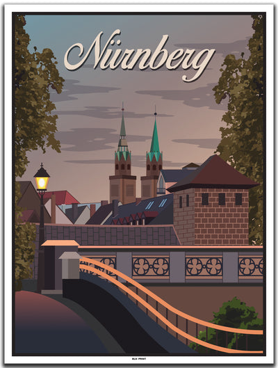 vintage kunstdruck poster lorenzkirche nürnberg #30x40cm-weier-farbrand
