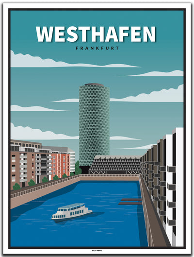 vintage kunstdruck poster Westhafen Frankfurt #30x40cm-weier-farbrand