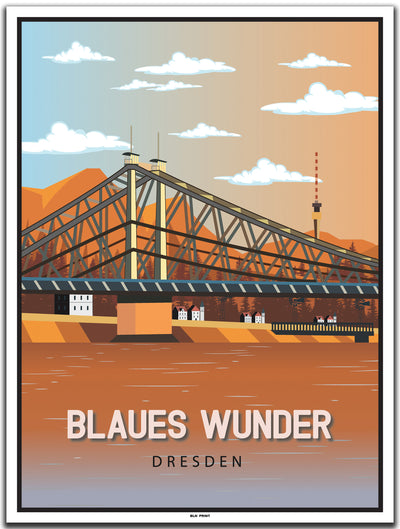 vintage kunstdruck poster Blaues Wunder Dresden #30x40cm-weier-farbrand