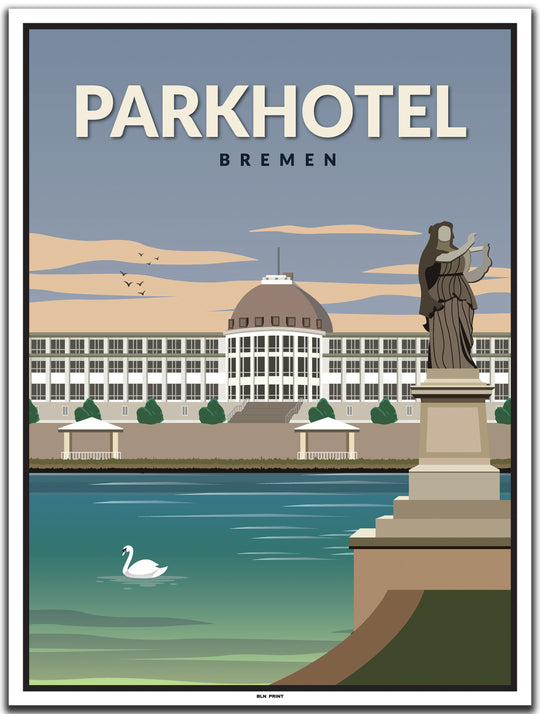 vintage kunstdruck poster Pakrhotel Bremen #30x40cm-weier-farbrand