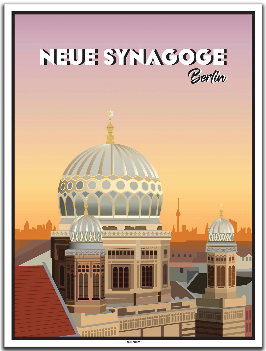 vintage kunstdruck poster neue synagoge berlin #30x40cm-weier-farbrand