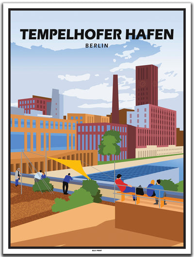 vintage kunstdruck poster Tempelhofer Hafen Berlin #30x40cm-weier-farbrand
