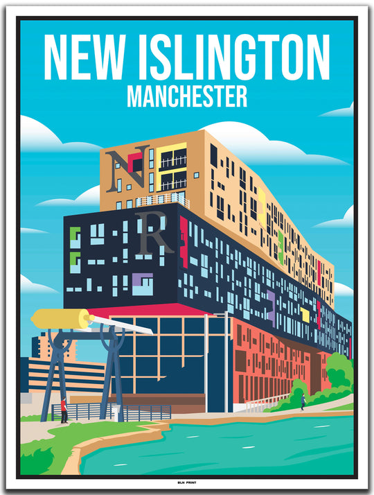 vintage kunstdruck travel poster New Islington Manchester #30x40cm-weier-farbrand