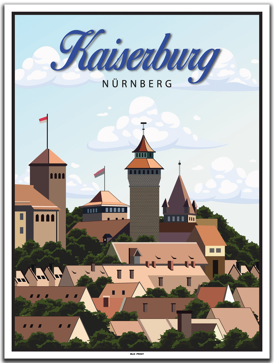 vintage kunstdruck poster kaiserburg nürnberg #30x40cm-weier-farbrand