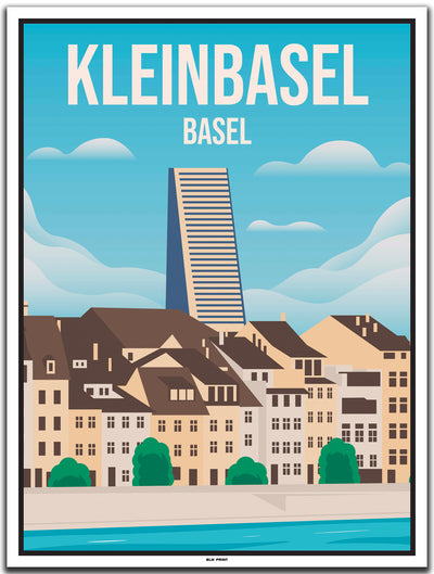 vintage kunstdruck poster Kleinbasel Basel #30x40cm-weier-farbrand