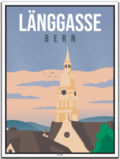 vintage kunstdruck poster Länggasse Bern #30x40cm-weier-farbrand