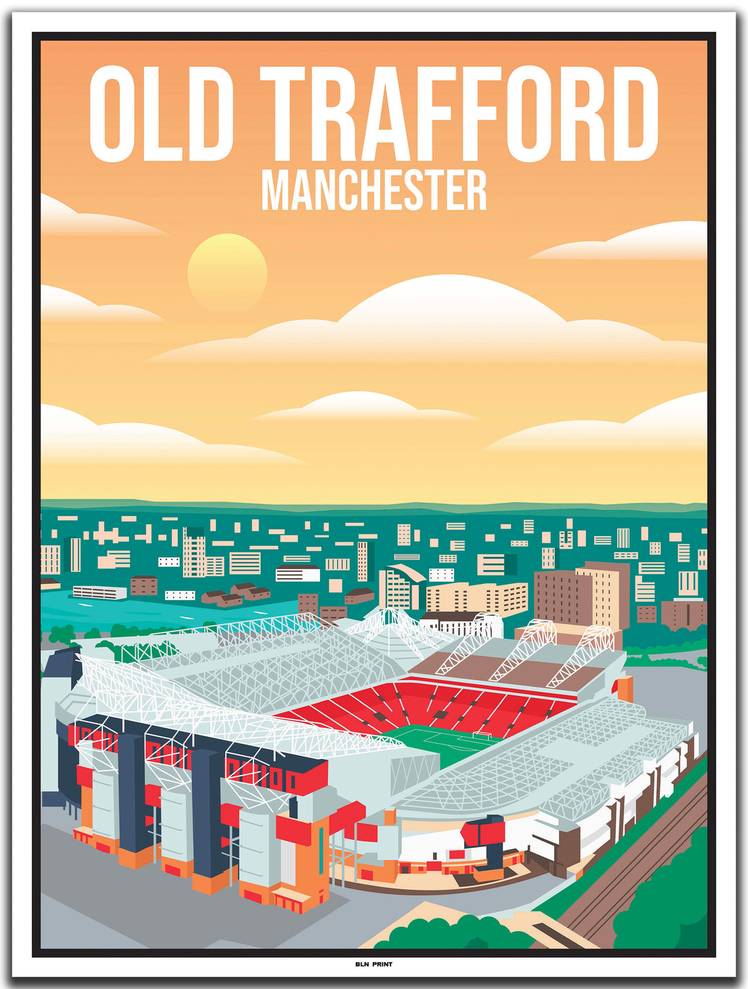 vintage kunstdruck travel poster Old Trafford Manchester #30x40cm-weier-farbrand