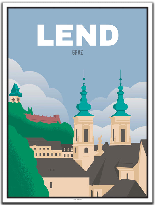 vintage kunstdruck poster Graz Lend #30x40cm-weier-farbrand