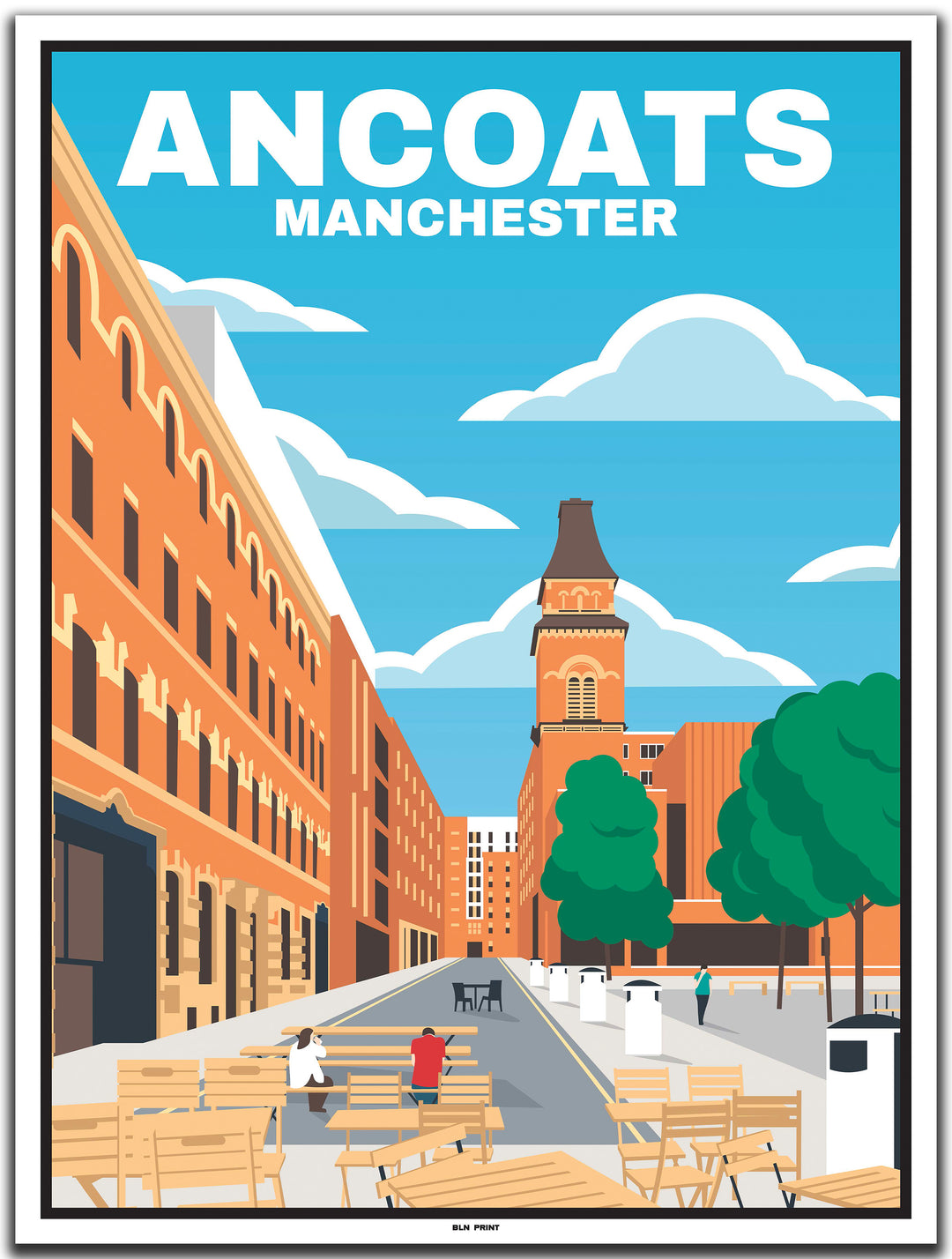 vintage travel poster manchester #30x40cm-white-color-border