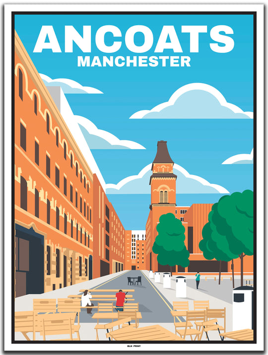 vintage travel poster manchester #30x40cm-white-color-border