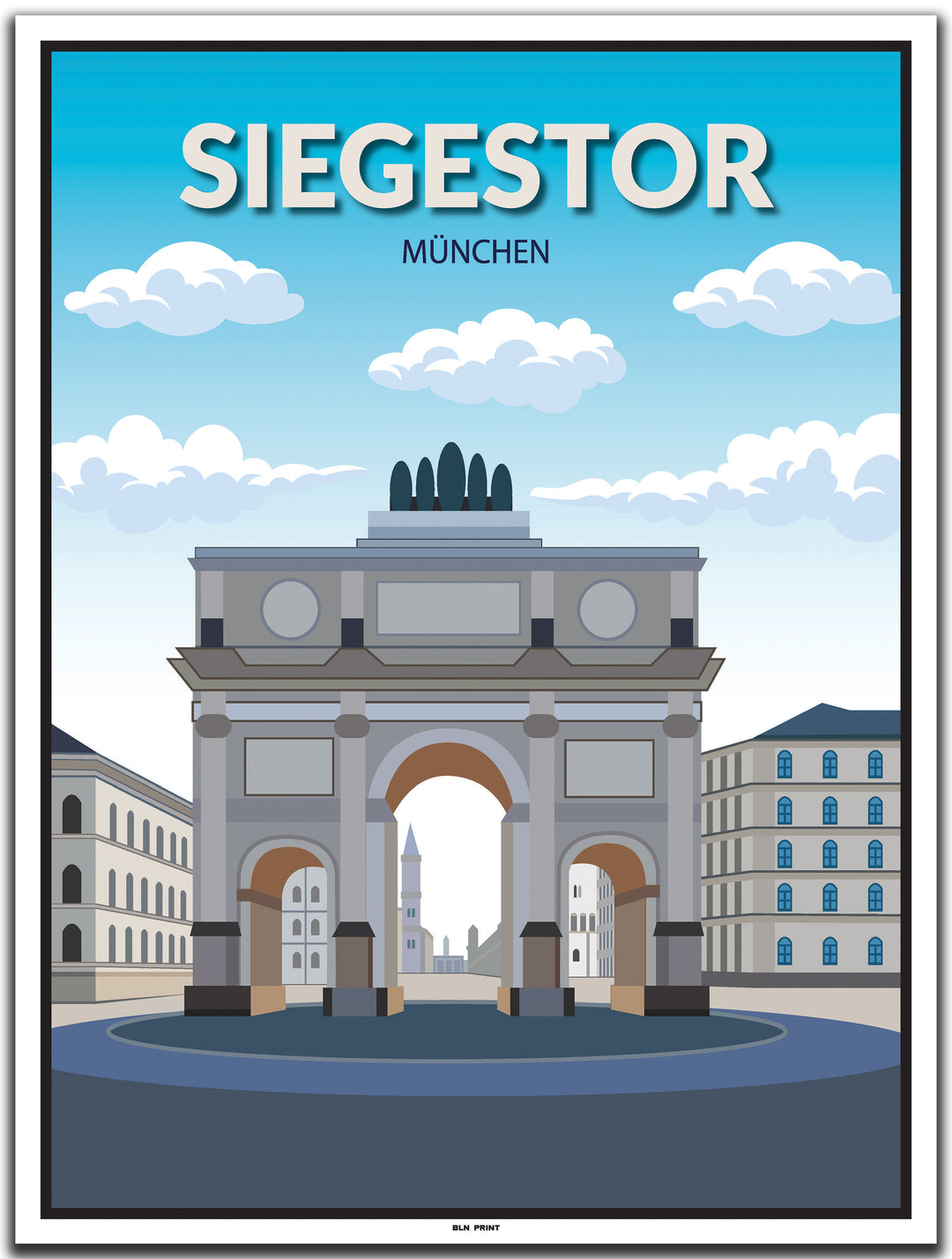 vintage kunstdruck poster siegestor münchen #30x40cm-weier-farbrand