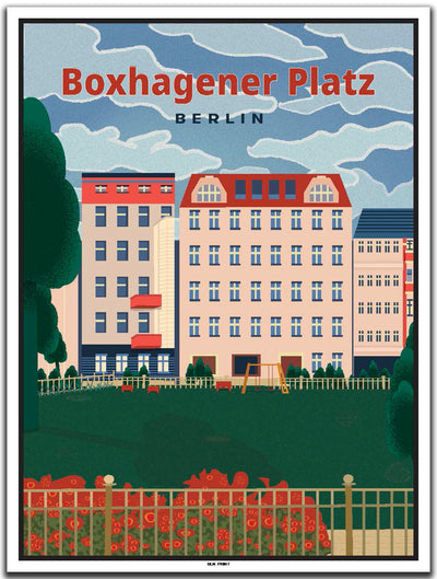 vintage poster boxhagener platz friedrichshain berlin #30x40cm-weier-farbrand