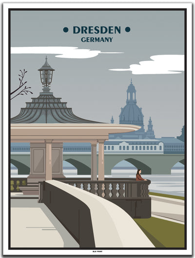 vintage kunstdruck poster Altstadt Dresden #30x40cm-weier-farbrand