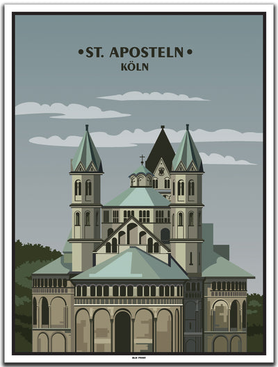 vintage kunstdruck poster St. Aposteln Köln #30x40cm-weier-farbrand