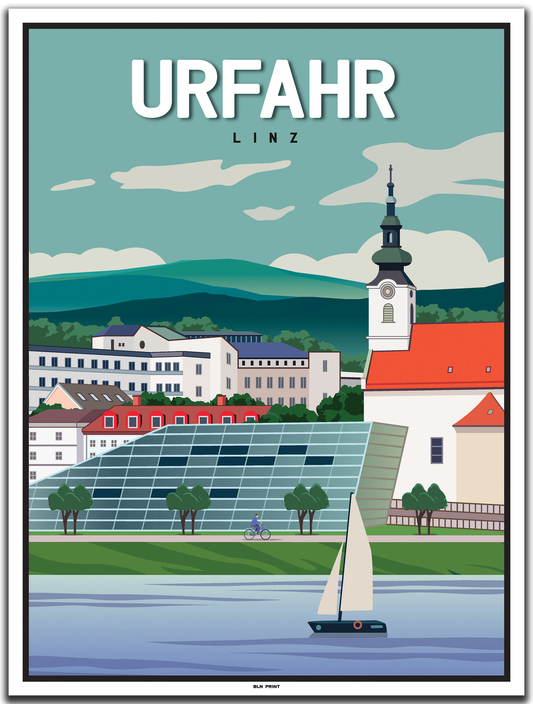 vintage kunstdruck poster Urfahr Linz #30x40cm-weier-farbrand