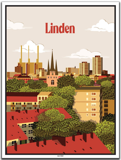 vintage kunstdruck poster Linden Hannover #30x40cm-weier-farbrand