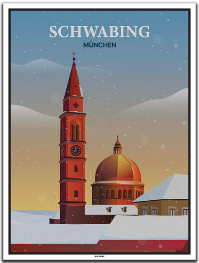 vintage kunstdruck poster Schwabing münchen #30x40cm-weier-farbrand