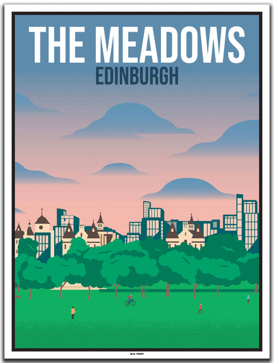 vintage kunstdruck travel poster The Meadows Edinburgh #30x40cm-weier-farbrand