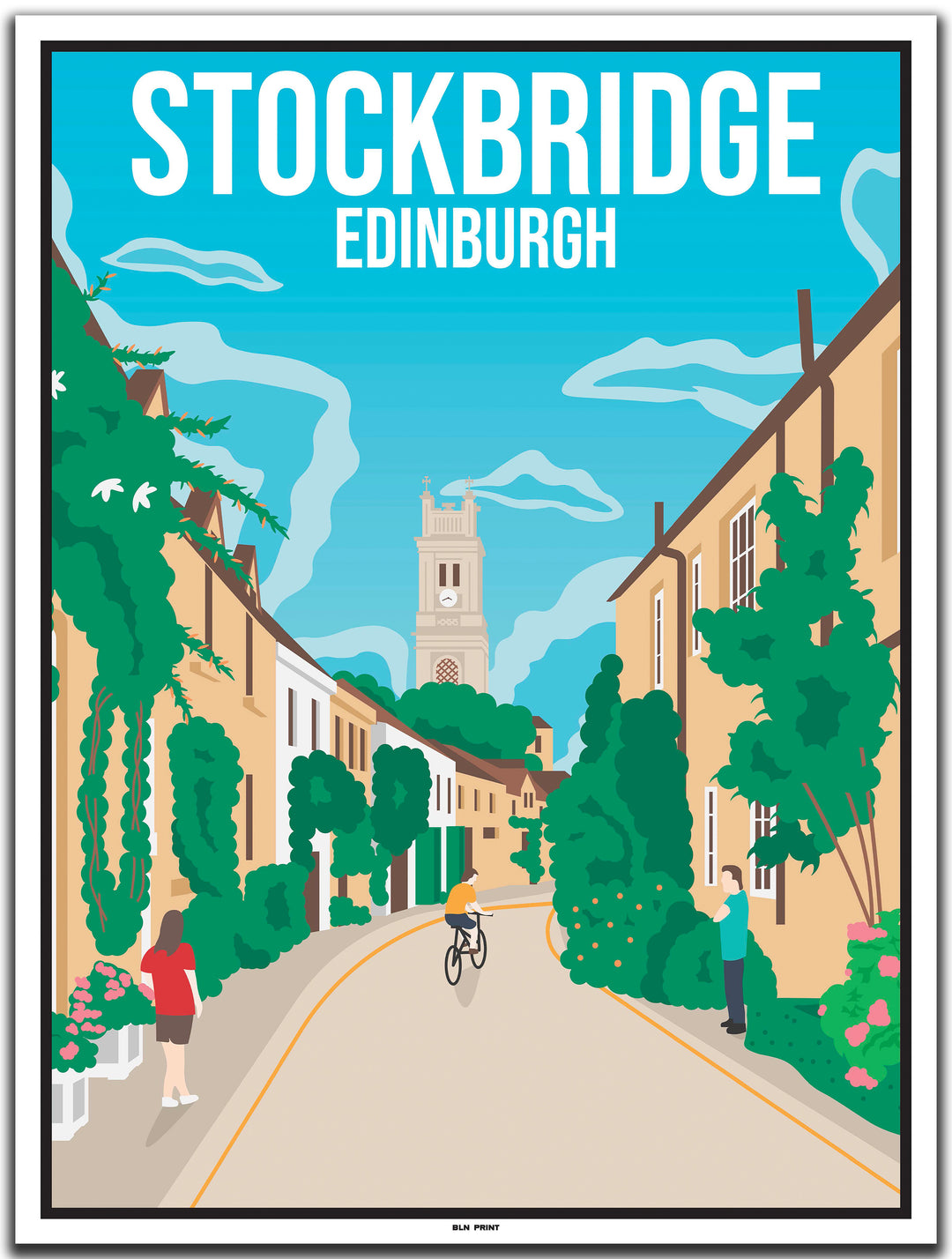 vintage travel poster edinburgh #30x40cm-white-color-border