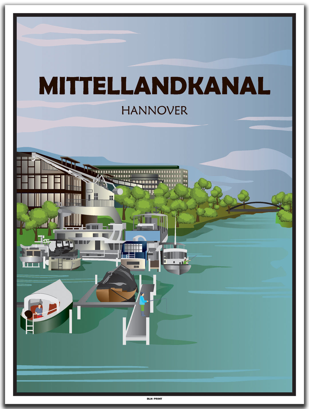 vintage kunstdruck poster mittellandkanal Hannover #30x40cm-weier-farbrand