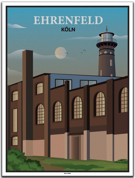 vintage kunstdruck poster Ehrenfeld Köln #30x40cm-weier-farbrand