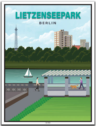 vintage poster charlottenburg lietzenseepark berlin #30x40cm-weier-farbrand